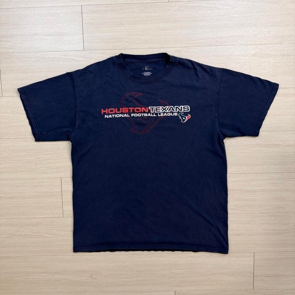 Y2K Houston Texans Stitch Navy Blue Short Sleeve Shirt Mens Size Large NFL